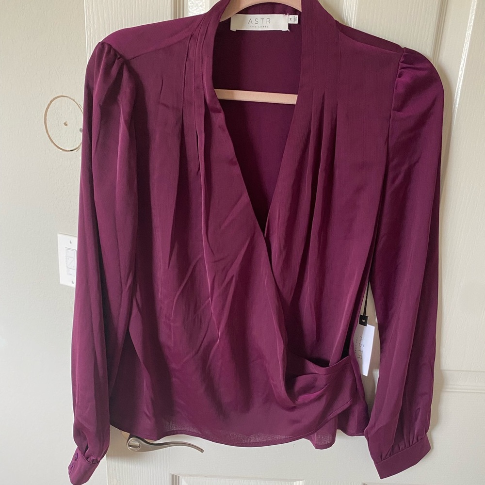 ASTR The Label Surplice Purple Blouse